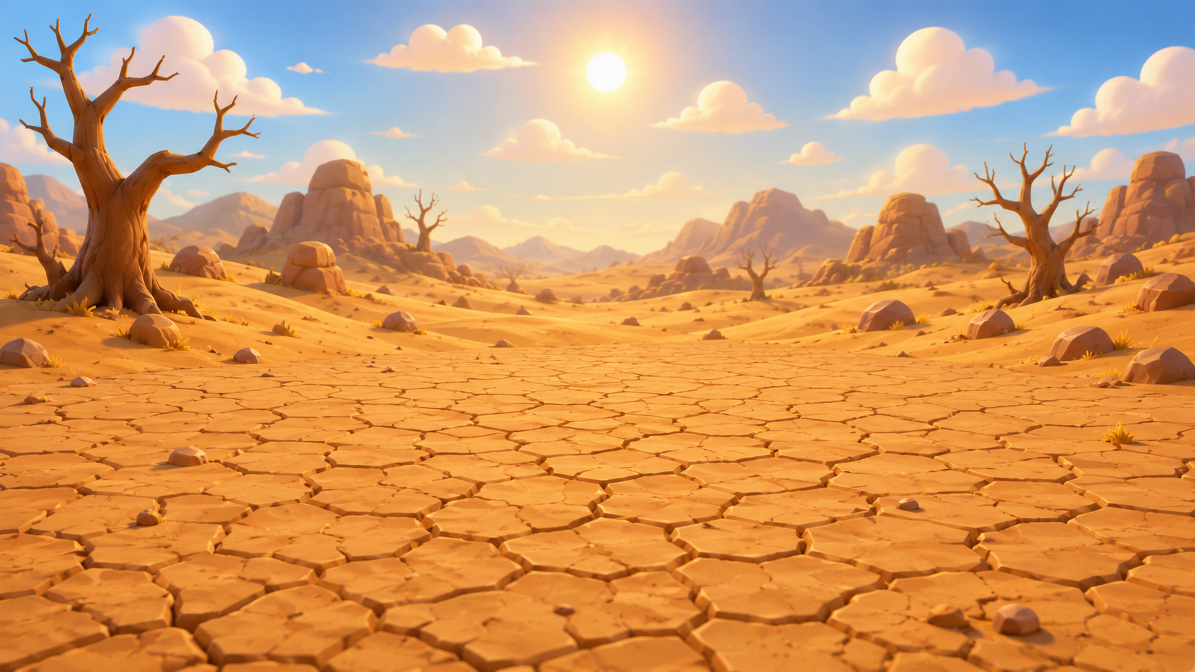 A barren, drought-stricken landscape